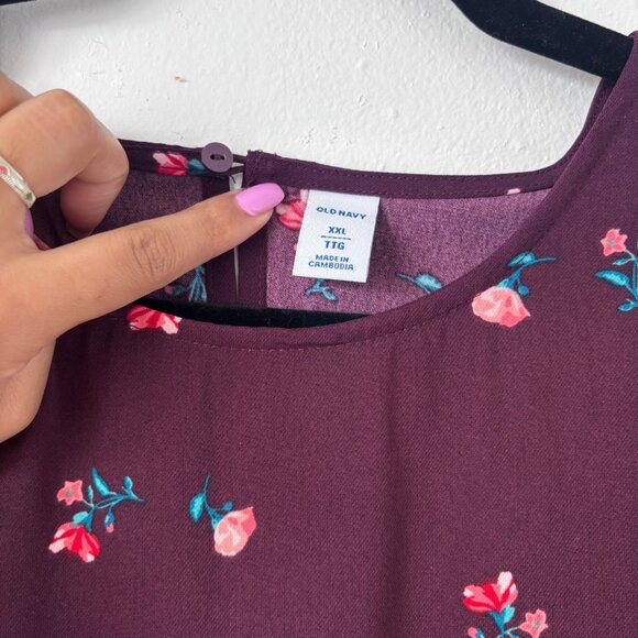 Old Navy Purple Dress with Red Roses Pattern XXL - Picture 2 of 4